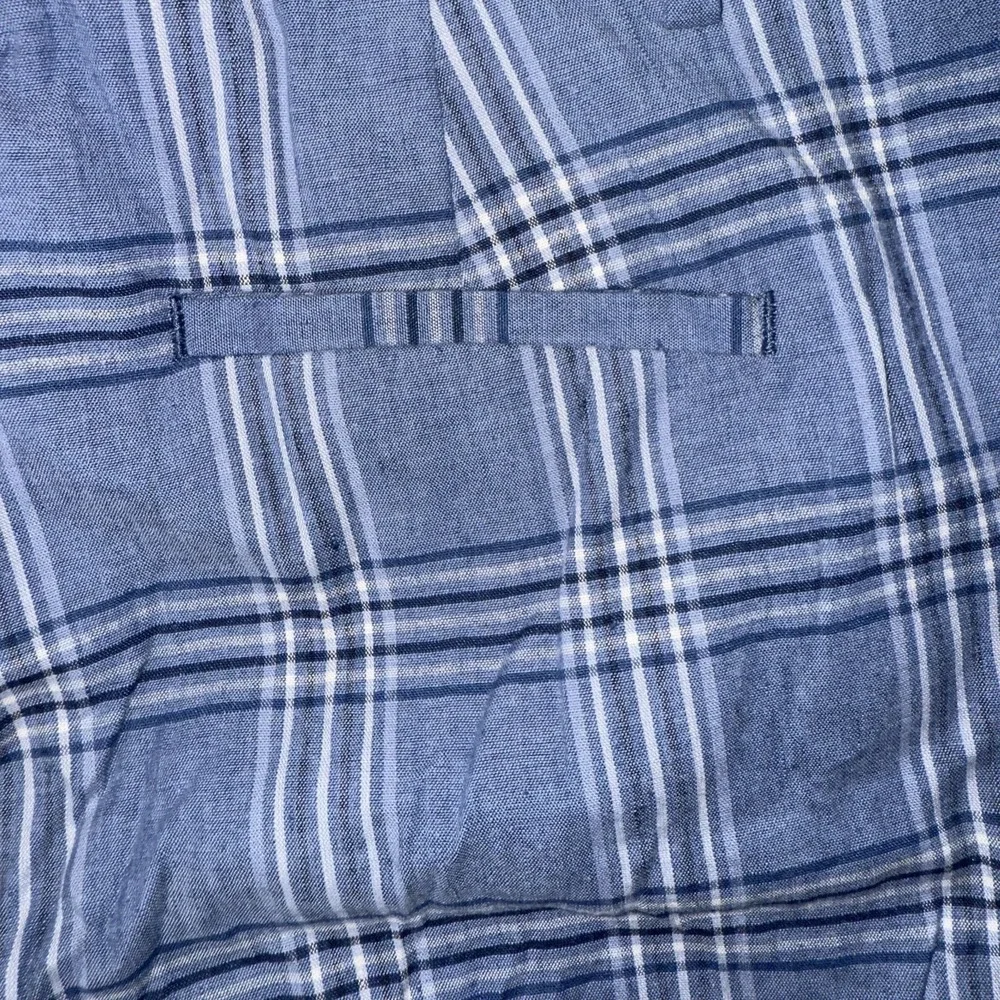 Banana Republic Pants Womens 2 Blue Plaid Linen Blend Twill Cropped Dress